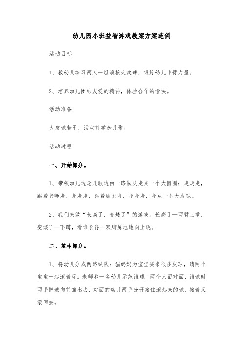 幼儿园小班益智游戏教案方案范例(五篇)