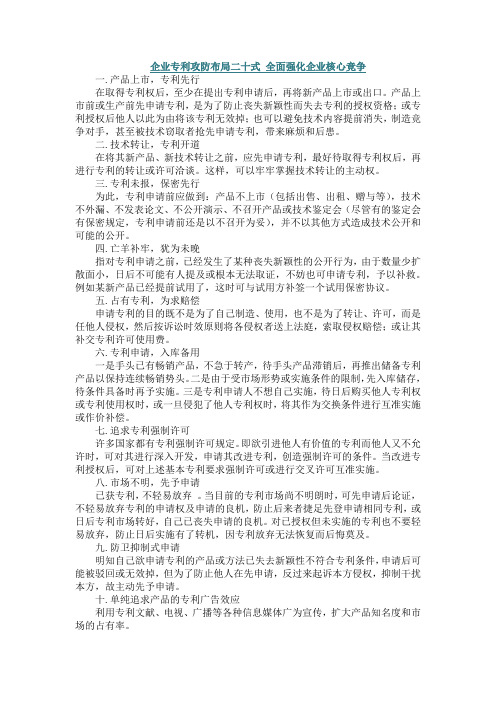 企业专利攻防布局二十式 全面强化企业核心竞争