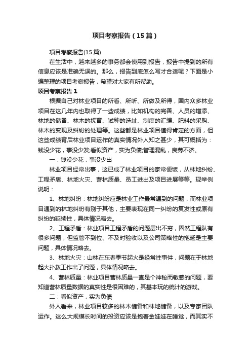 项目考察报告(15篇)
