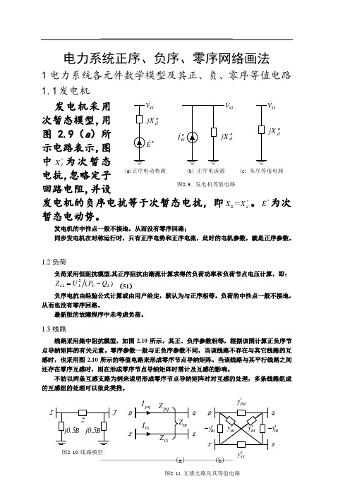 电力系统正序、负序、零序网络画法