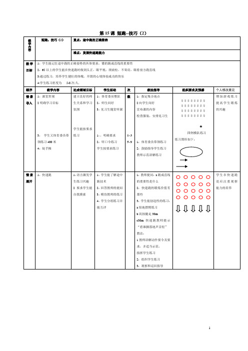 体育与健康七年级人教新课标第15课短跑--技巧(2)同步教案