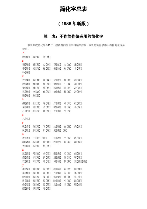 繁简字对照表【常用字】