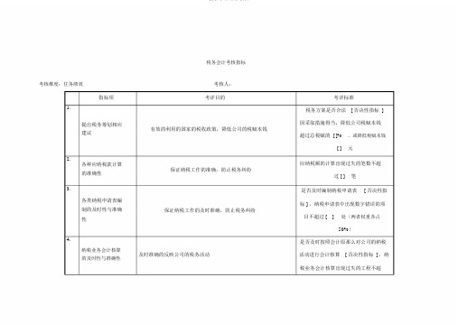 税务会计考核指标