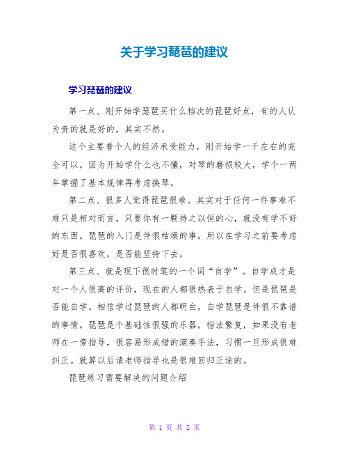 关于学习琵琶的建议