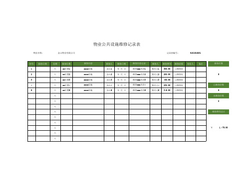 物业公共设施维修记录表