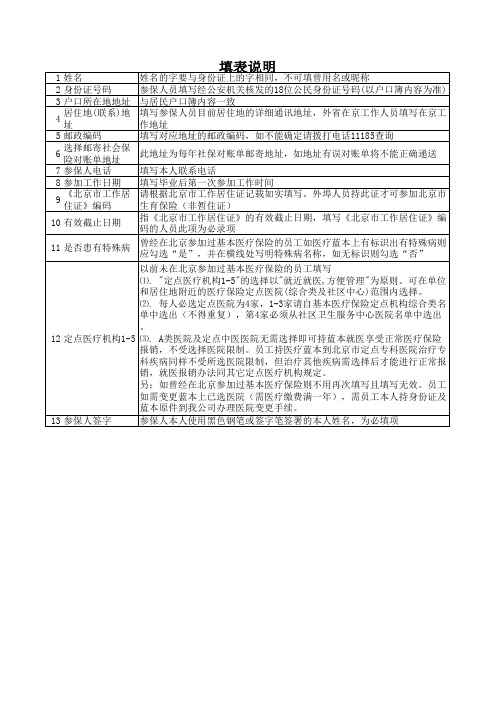 北京市社会保险个人信息登记表(标准版)