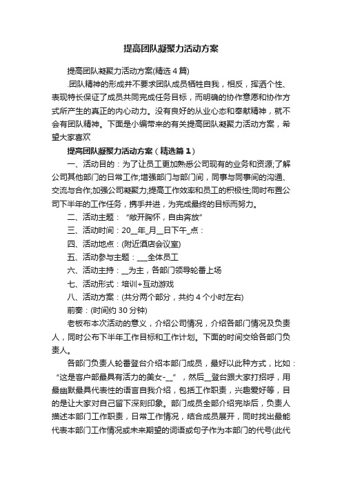 提高团队凝聚力活动方案