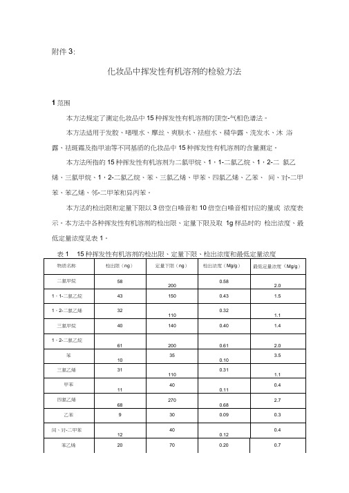 化妆品中挥发性有机溶剂的检验方法