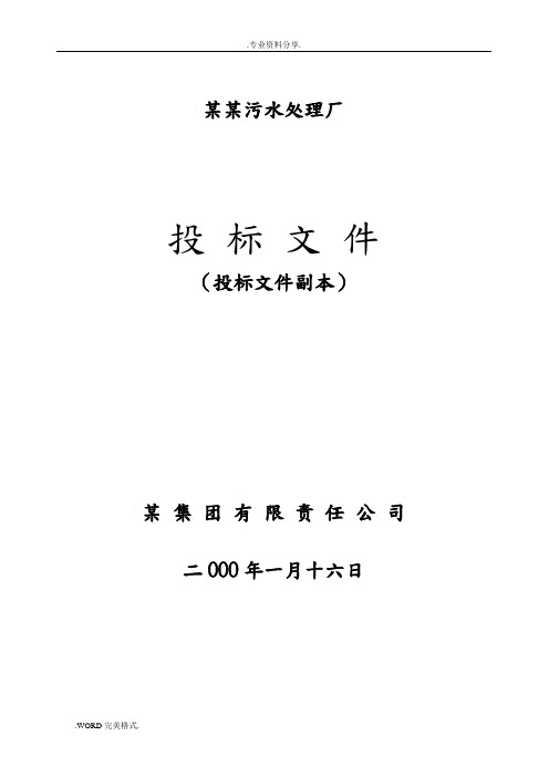 某污水处理厂投标文件