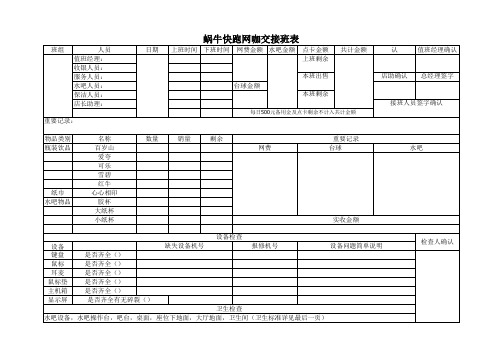 网吧交接班表