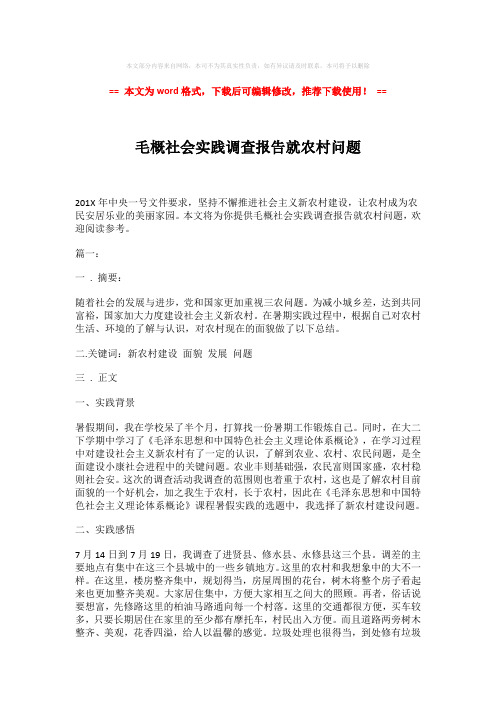 2018年毛概社会实践调查报告就农村问题-实用word (6页)