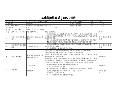 压缩机工作危险性分析(JHA)报告