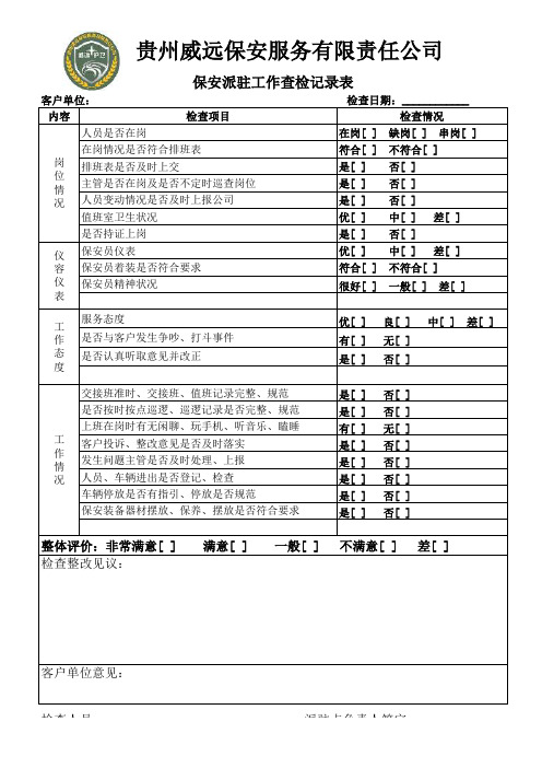 保安工作检查表