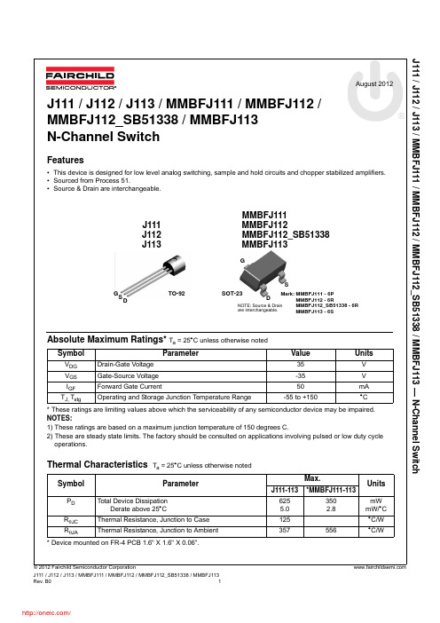 MMBFJ113;中文规格书,Datasheet资料