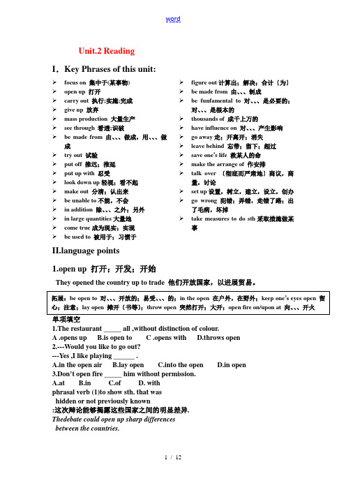 高中英语：Unit2 Reading 知识点讲解牛津版选修7