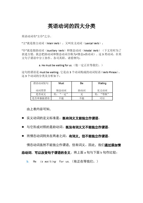 英语动词的四大分类