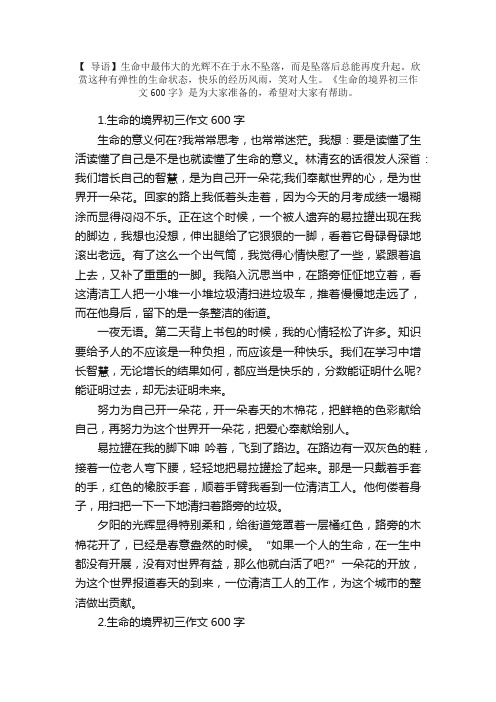 生命的境界初三作文600字5篇