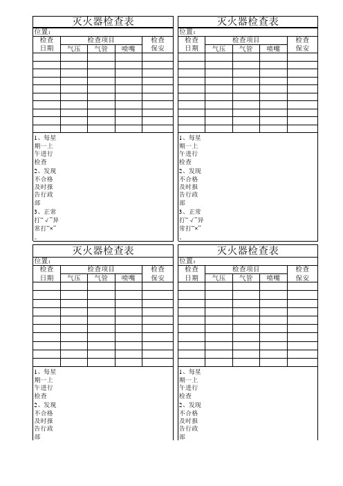 灭火器检查表