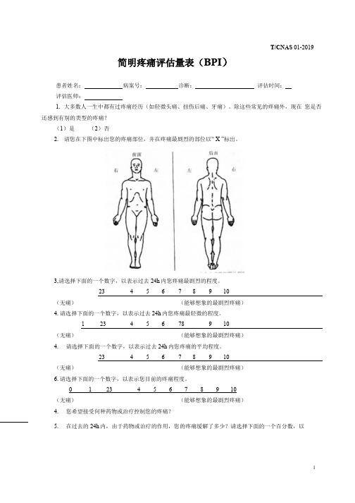 简明疼痛评估量表(BPI)