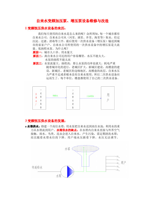 自来水变频加压泵、增压泵设备维修与改造