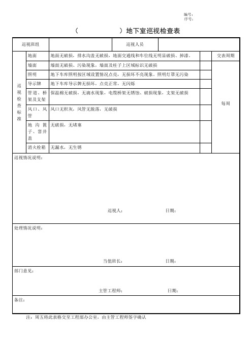 地下室巡视检查表