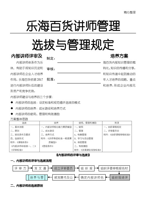 内部讲师选拔及培养方法