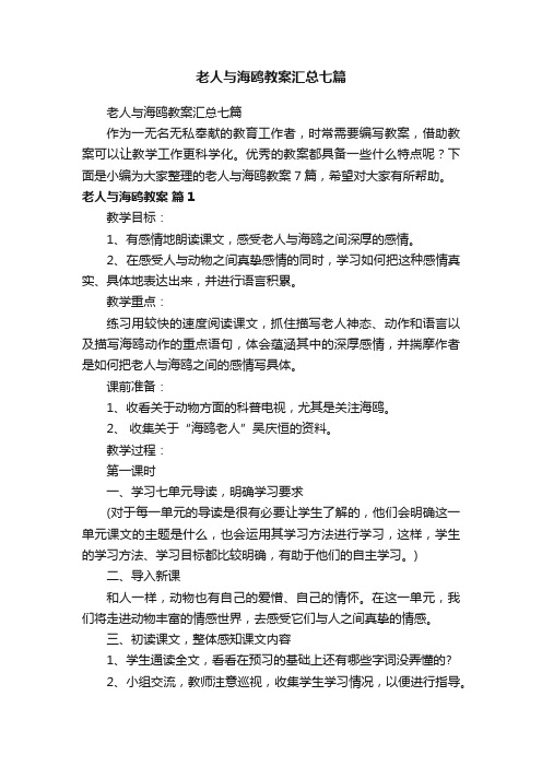 老人与海鸥教案汇总七篇