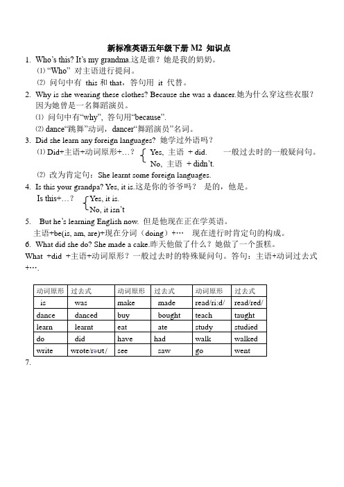 新标准英语五年级下册M2 知识点