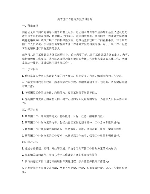 共青团工作计划方案学习计划