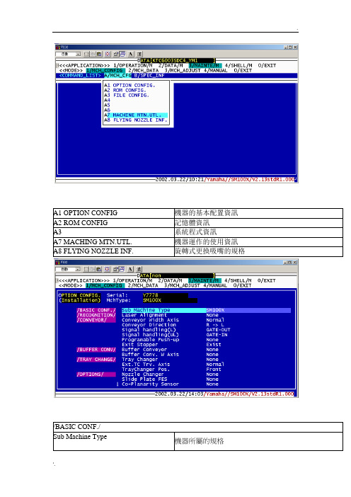 YAMAHA贴片机DOS版本详细参数用设置