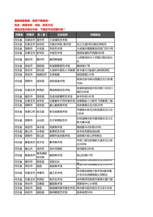 新版河北省画廊企业公司商家户名录单联系方式地址大全423家