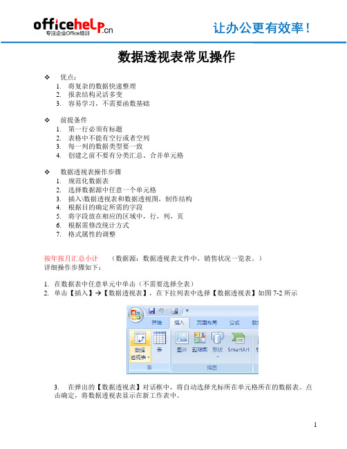 EXCEL公司内部培训--数据透视表(易懂)