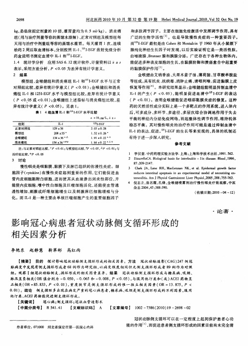 影响冠心病患者冠状动脉侧支循环形成的相关因素分析