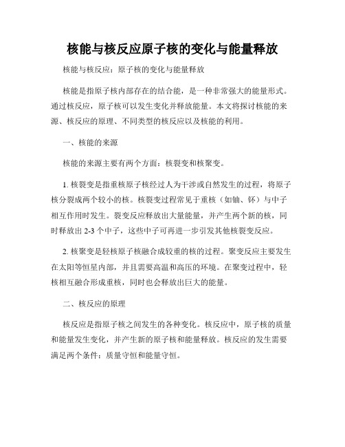 核能与核反应原子核的变化与能量释放