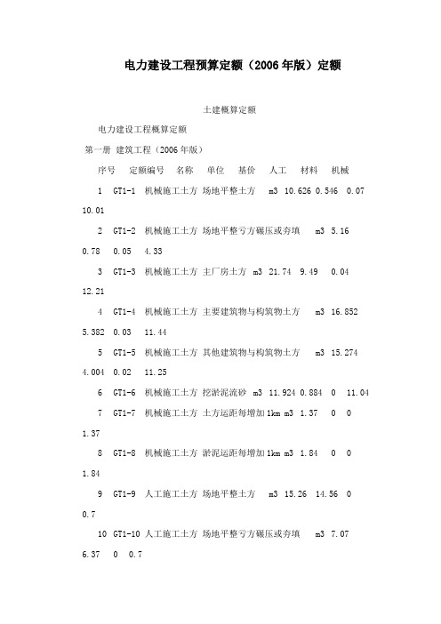 电力建设工程预算定额(2006年版)定额