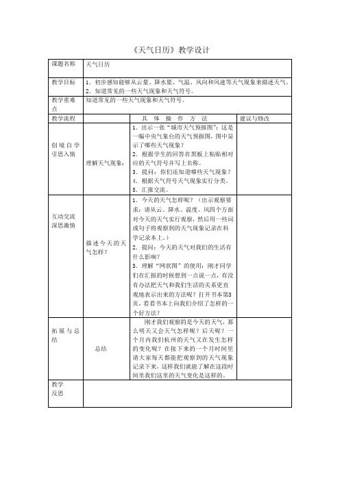 教科2001小学科学四年级上册《一 天气  天气日历》教学设计_25