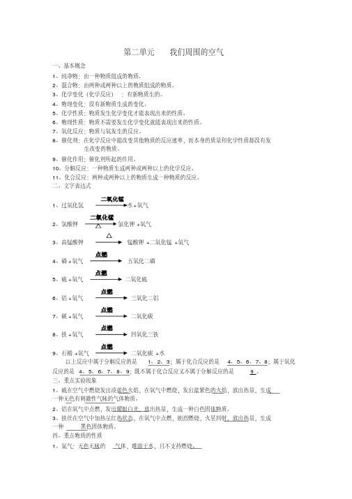 第二单元我们周围的空气知识点复习