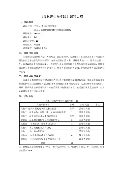 《森林昆虫学实验》课程大纲