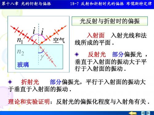 18-7 反射和折射时光的偏振 布儒斯特定律