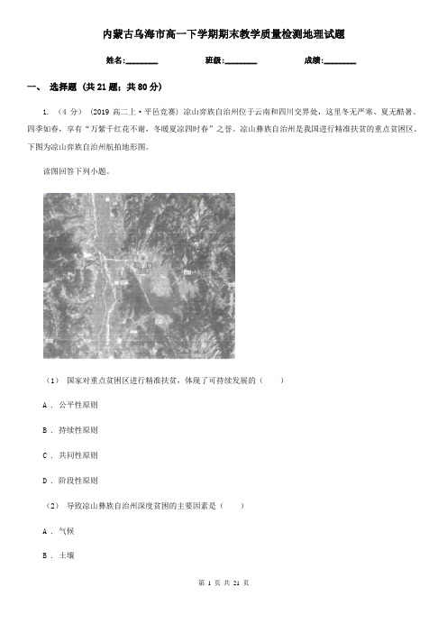 内蒙古乌海市高一下学期期末教学质量检测地理试题