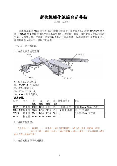 甜菜机械化纸筒育苗移栽(王立涛修改素材)