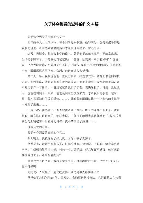 关于体会到爱的滋味的作文4篇