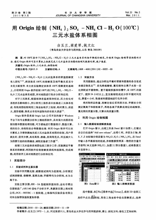 用Origin绘制(NH4)2SO4-NH4Cl-H2O(100℃)三元水盐体系相图