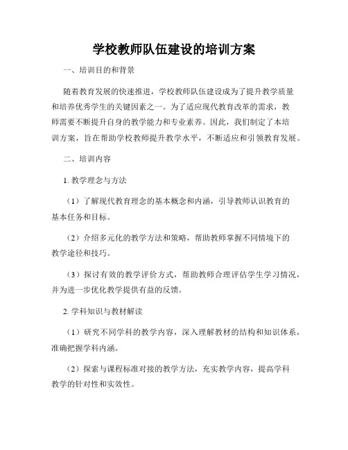 学校教师队伍建设的培训方案