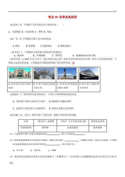 2020中考化学真题分类汇编 4 化学与社会发展 考点19 化学及其应用 4 材料(无答案)