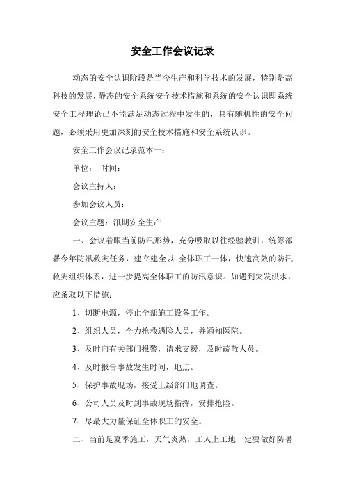 安全工作会议记录.doc