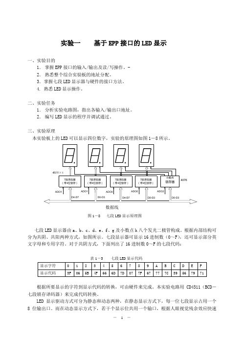 微机原理实验1-LED显示实验