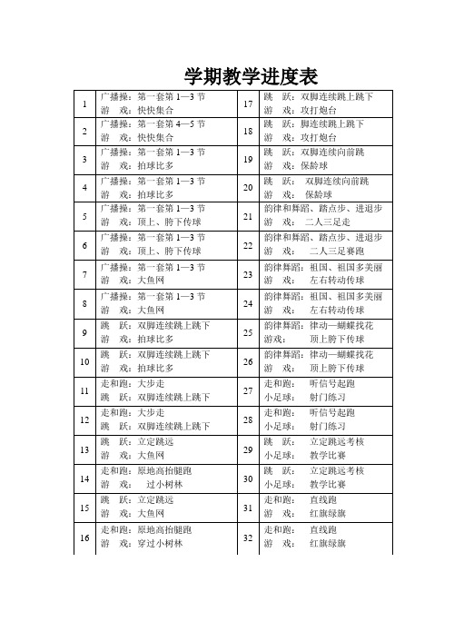 体育二年级上册教学进度表