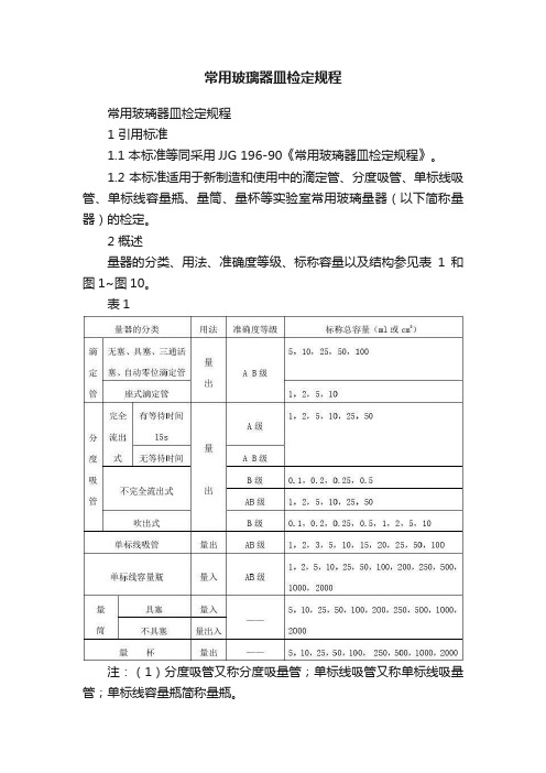 常用玻璃器皿检定规程