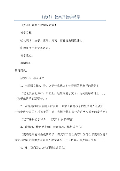 《麦哨》教案及教学反思